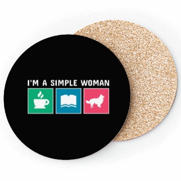 Discover Coffee Books Border Collie I'm A Simple Woman Coasters
