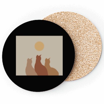 Discover Abstract Boho Cats Relaxed Aesthetic Beige Minimal Coasters