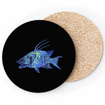 Discover Neon blue green hogfish - funky fish designs Coasters