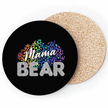 Discover Mama Bear Leopard Silver Glitter Coasters