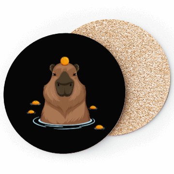 Discover Funny Capybara Oranges Rodent Guinea Pig Lover Pun Coasters