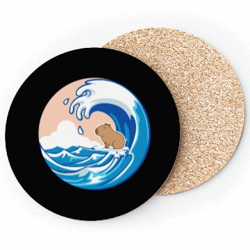 Discover Wave Capybara Surfing Rodent Funny Animal Lover Coasters