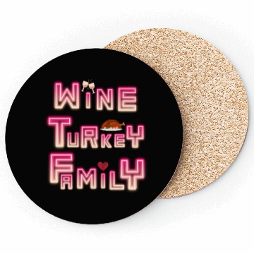 Discover Wine Turkey Family Thanksgiving, WTF Thanksgiving Coasters