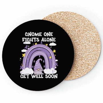 Discover Gnome One Fights Alone Lavender Cancer Coasters
