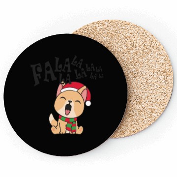 Discover Cute Christmas Dog Singing Fa la la la Song Coasters
