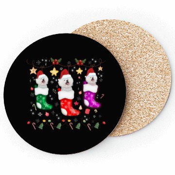 Discover Bichon Frise Christmas Lights Gift Funny Xmas Coasters