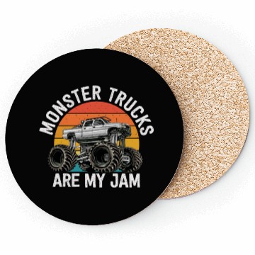 Discover Monster Trucks Are My Jam Vintage Retro Coasters