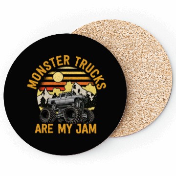 Discover Monster Trucks Are My Jam Vintage Retro Coasters