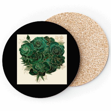 Discover Green and Gold Glam Roses Pattern Coasters