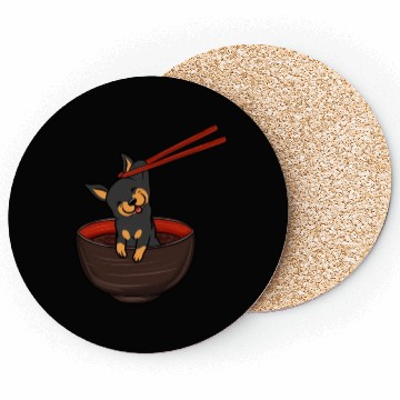 Discover Miniature Pinscher Dipping Noodles Coasters