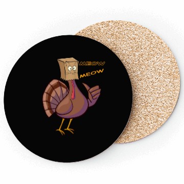Discover Thanksgiving Funny Turkey Fake Cat Retro Meow Coasters