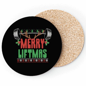 Discover Merry Liftmas Christmas Bodybuilder Gym Workout Coasters