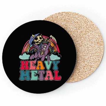 Discover Heavy Grim Unicorn Rainbow Metal Music Lover Rock Coasters