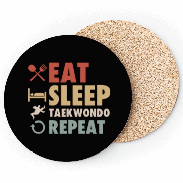 Discover Eat Sleep Taekwondo Repeat Retro Coasters