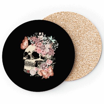 Discover Butterfly Flowers Skull Nature Coasters