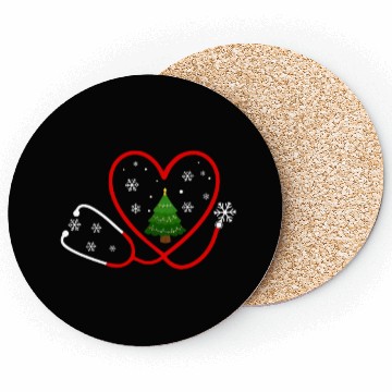 Discover Nurse Heartbeat Christmas Tree Coasters
