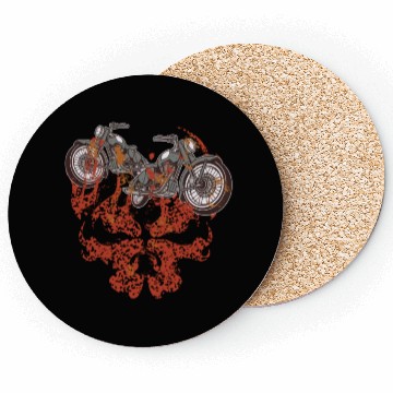 Discover Motorcycle Grim Skull Biker Flame Coasters