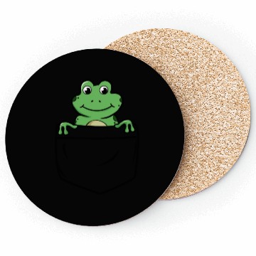 Discover Happy Little Green Frog in the Pocket Funny Animal Coasters