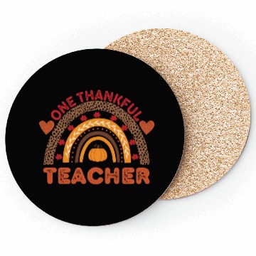 Discover One Thankful Teacher Thanksgiving Rainbow Leopard Coasters