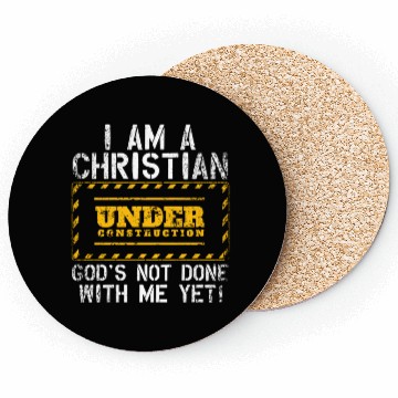 Discover Funny Christian Under Construction Gift Catholic Coasters