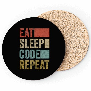Discover Software Developer Coder Retro Eat Sleep Code Coasters