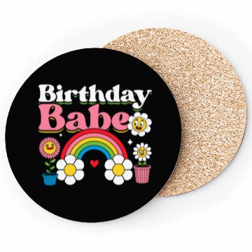 Discover Pastel Daisy Rainbow Birthday Girl Coasters