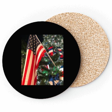 Discover Patriotic Christmas US Flag In Christmas Tree Coasters