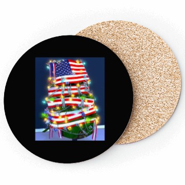 Discover Patriotic Christmas Tree With US Flag Coasters