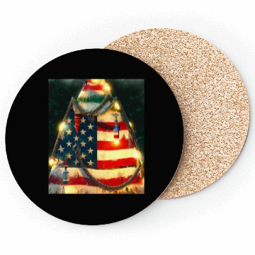 Discover Patriotic Christmas Christmas Tree US Flag Coasters