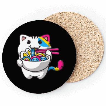 Discover Pansexual Pride Kawaii Cat Ramen Noodles Pansexual Coasters