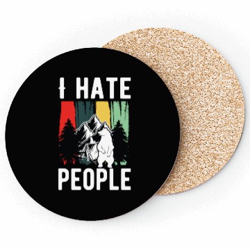 Discover Vintage Camping Costume Of Bear Says I Hate People Coasters