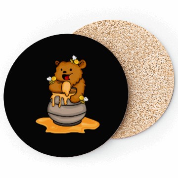 Discover Grizzly Bear Eating Honey Cute Bear Cub Brown Bear Coasters