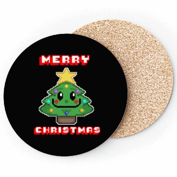 Discover Merry Christmas I Xmas I 8 Bit Pixelated Coasters