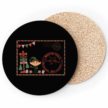 Discover Santa Letter Elfe North Pole Specjal Delivery Mail Coasters
