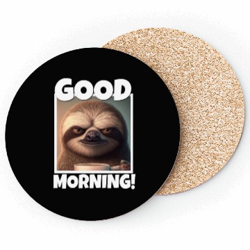 Discover 3d Sloth grumpy Coffee I hate people good morning Coasters