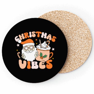 Discover Retro Groovy Christmas Vibes Cute Santa Claus Xmas Coasters