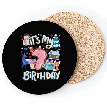 Discover It's My 7 Birthday Snowman Holiday Donut Winter Coasters