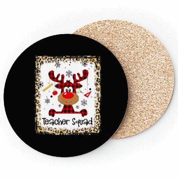 Discover Bleached Teacher Squad Reindeer Funny Christmas Coasters