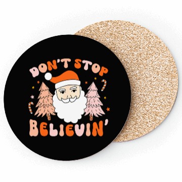 Discover Retro Groovy Don't Stop Believin' Christmas Cute Coasters