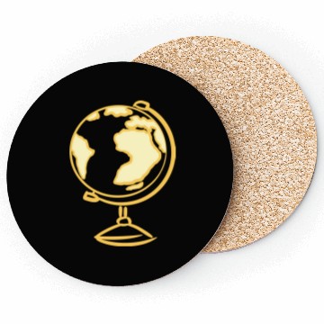 Discover Globe Icon. Geography Teacher. Education symbol Coasters