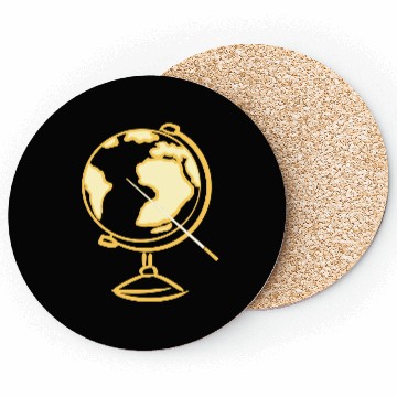 Discover Globe Icon. Geography Teacher. Education symbol Coasters