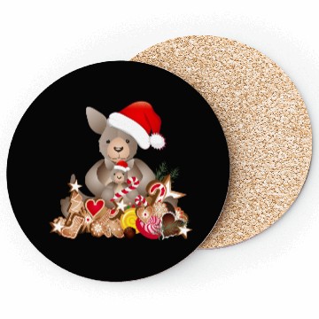 Discover cute kangaroo for christmas with santa hat Coasters