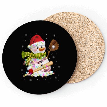 Discover Christmas Baseball Bat Snowman Santa Snowflake Coasters