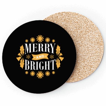Discover Merry And Bright Snowflakes Mistletoe Xmas Holiday Coasters