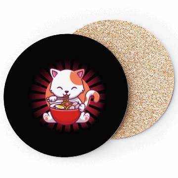 Discover Cat Eating Ramen Coasters
