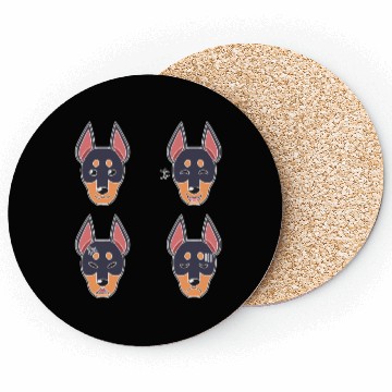 Discover Funny Doberman Dog Cartoon Face Coasters