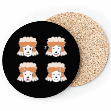 Discover Funny Poodle Dog Cartoon Faces Coasters