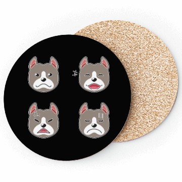 Discover Funny Pitbull Terrier Dog Cartoon Faces Coasters