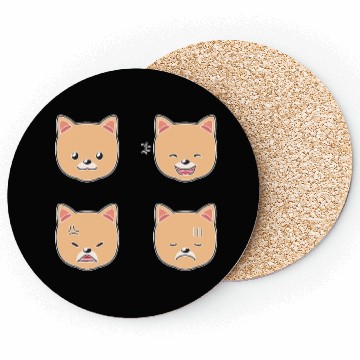 Discover Funny Pomeranian Dog Cartoon Faces Coasters