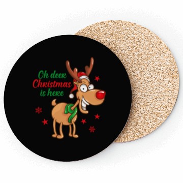 Discover Reindeer Rudolph deer Christmas Is Here Coasters